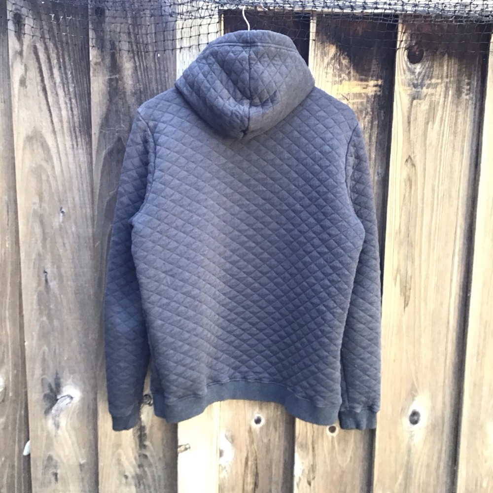 Marine Layer Corbet Quilted Full Zip Hoodie Men's Large Charcoal Gray Jacket - Picture 6 of 7